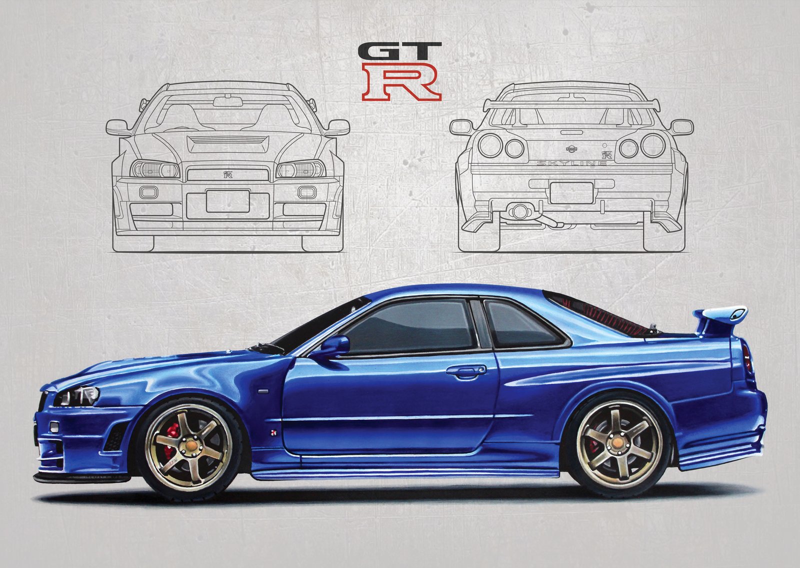 Nissan Skyline GT-R (R34) Poster Print